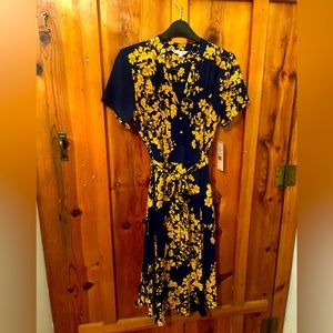 Beautiful Nanette Lepore navy and gold print dress. Brand new with tags.